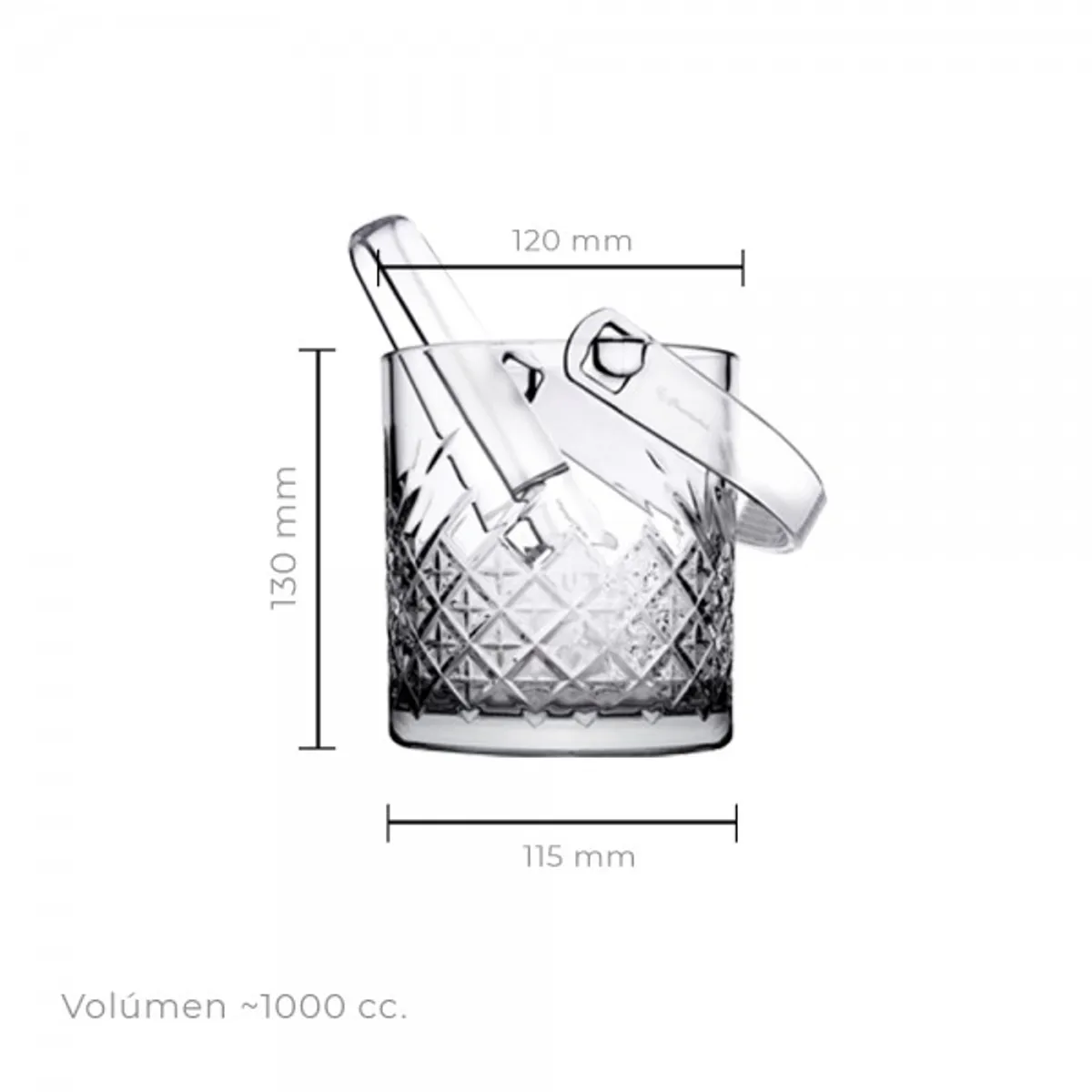 PASABAHCE - Hielera 1 Litro Linea Timeless Con Tenaza