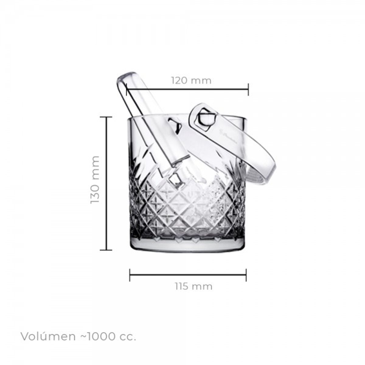 PASABAHCE - Hielera 1 Litro Linea Timeless Con Tenaza