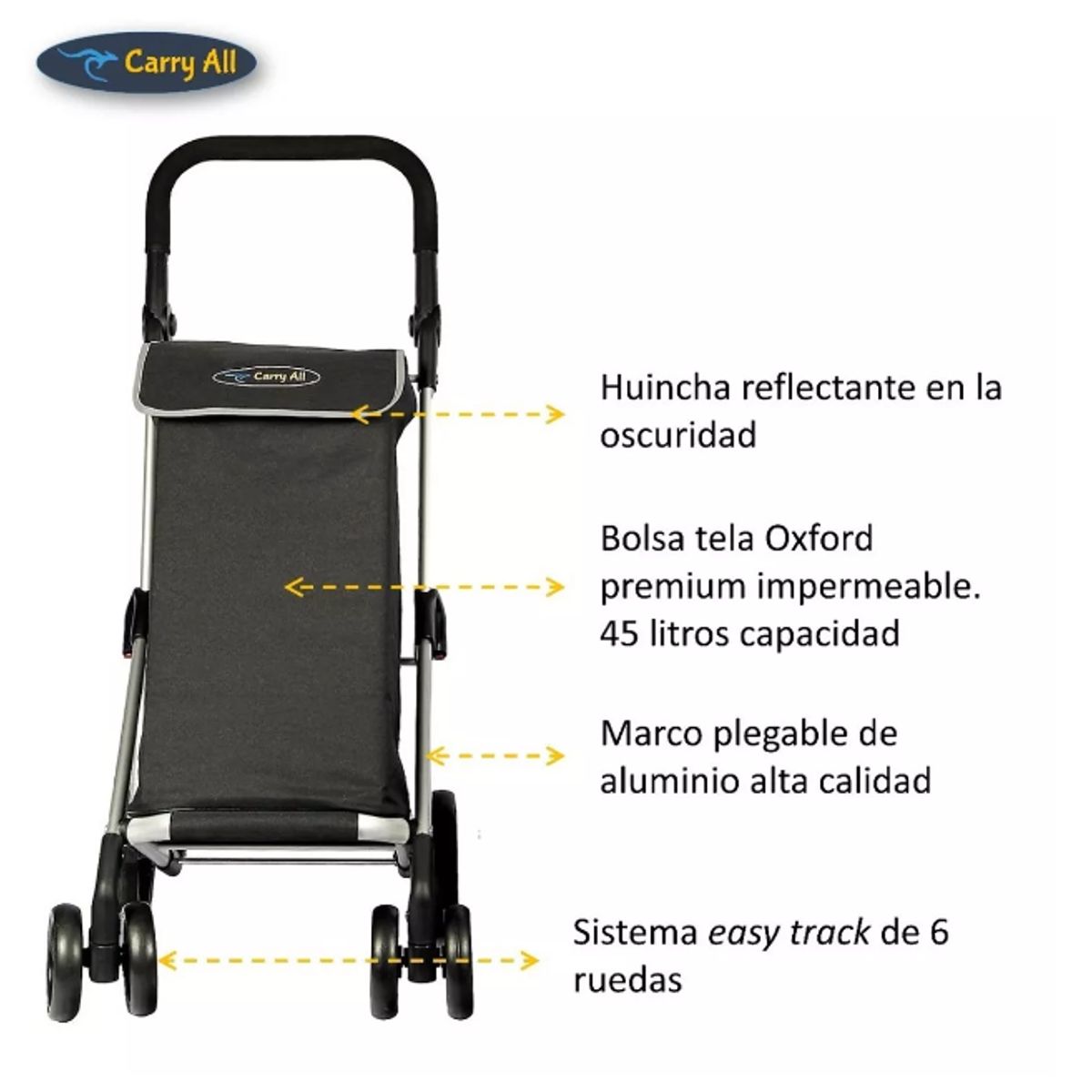 CARRY ALL - Carrito De Compras Plegable Premium Carry All Gympie Carro Feria