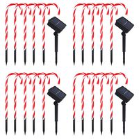 Pack 20 Estaca Solar Navideña con Forma de Bastón de Caramelo