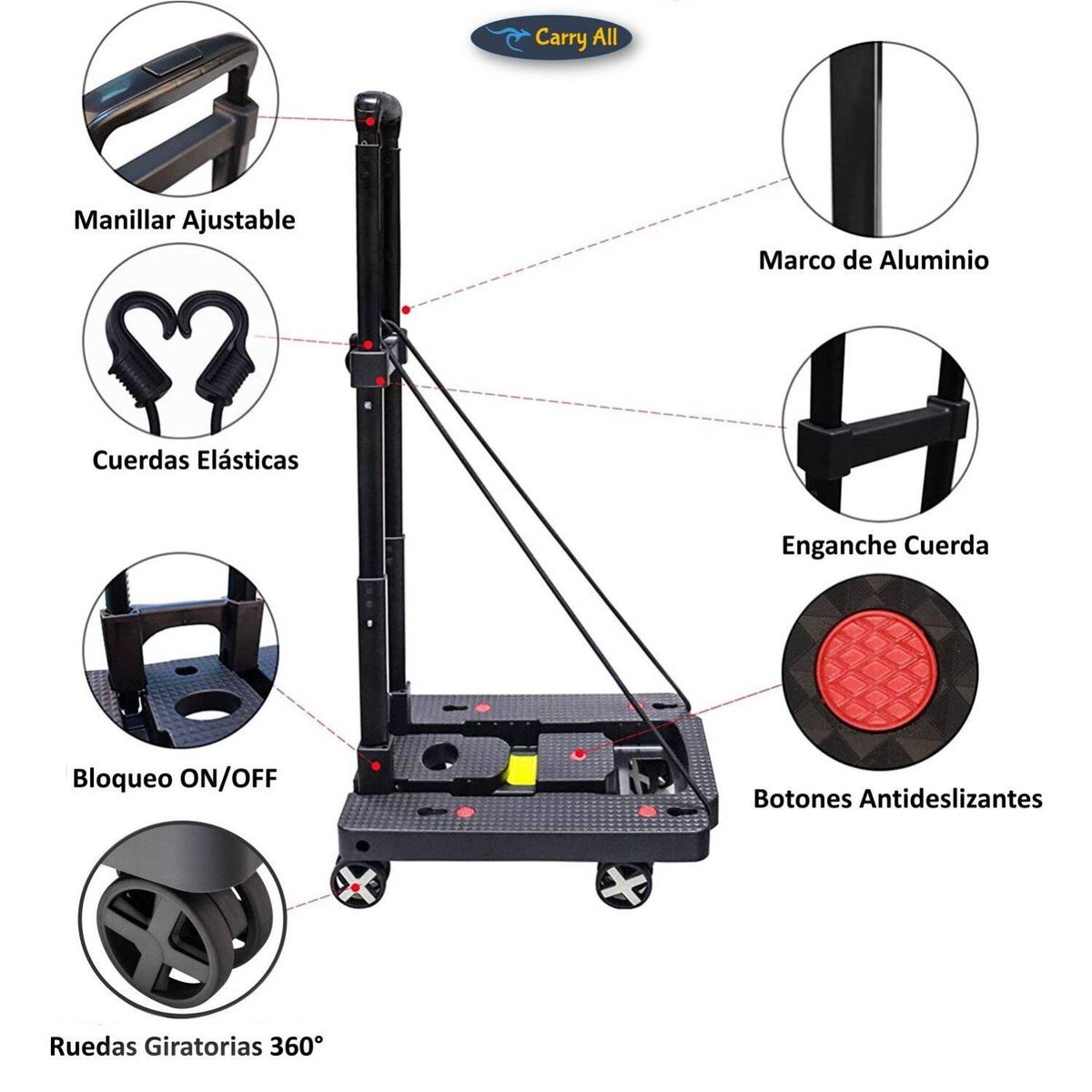 CARRY ALL - Carro de Carga Plegable Plataforma 50 kilos Carrito Yegua