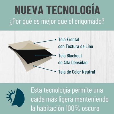 Imagen 2 del producto Cortina Blackout 100% 1 Paño 140x220 Cm Textura Lino - Beige