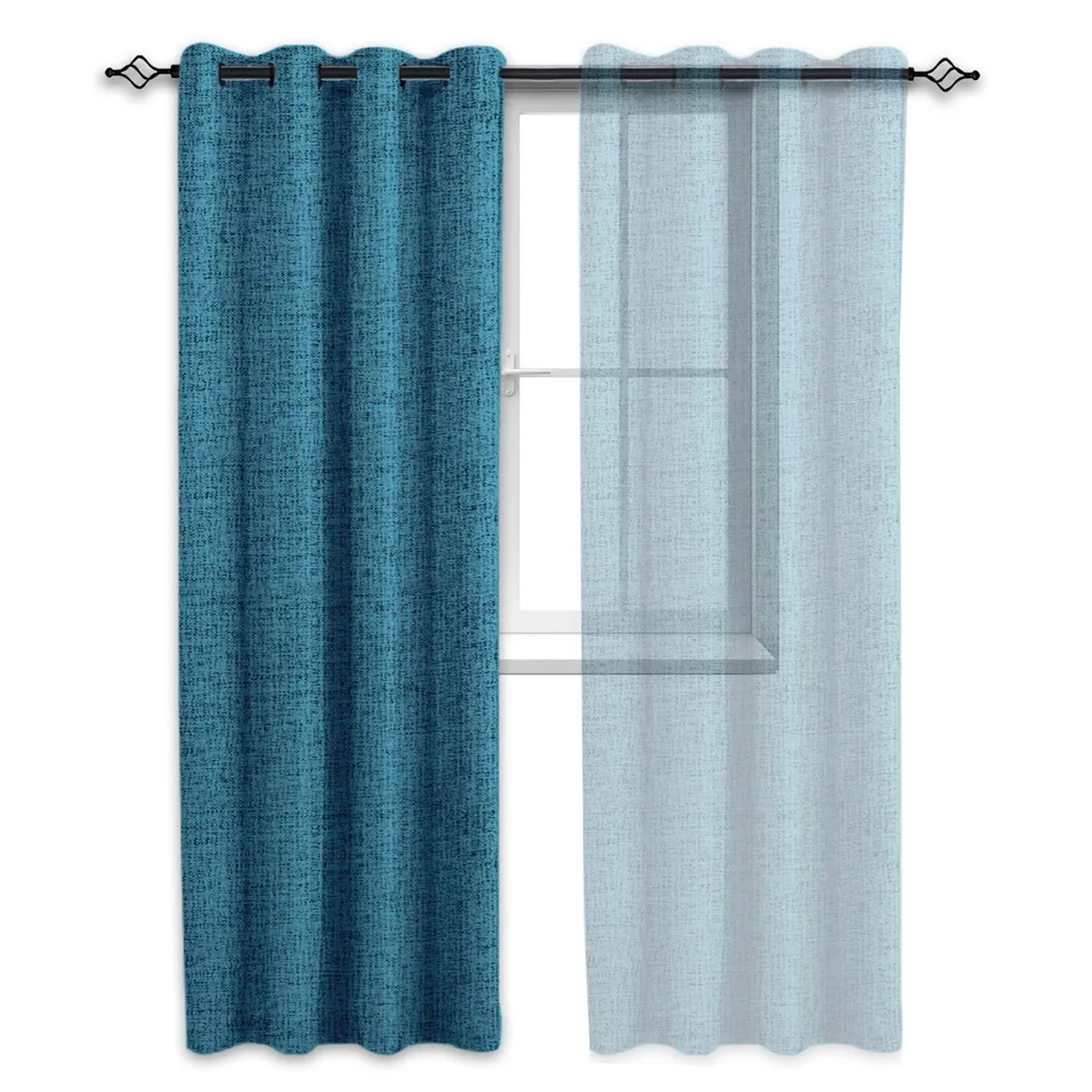 CASATUA - Cortina Blackout 100% 1 Paño 140x220 Cm Textura Lino - Turquesa