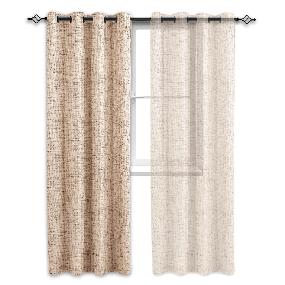 CASATUA - Cortina Blackout 100% 1 Paño 140x220 Cm Textura Lino - Crema