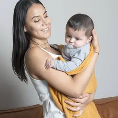 AMAMANTAS - Manta de Hilo Fino Suave Para Bebés Multifuncional Mostaza