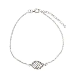 ANDREA COGGIOLA JOYAS - Pulsera Hoja Plata Fina 925
