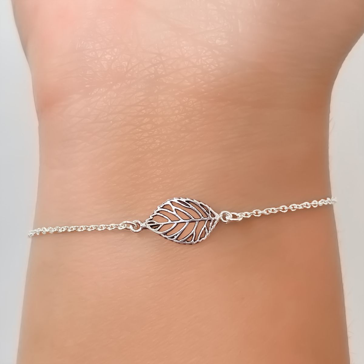 ANDREA COGGIOLA JOYAS - Pulsera Hoja Plata Fina 925