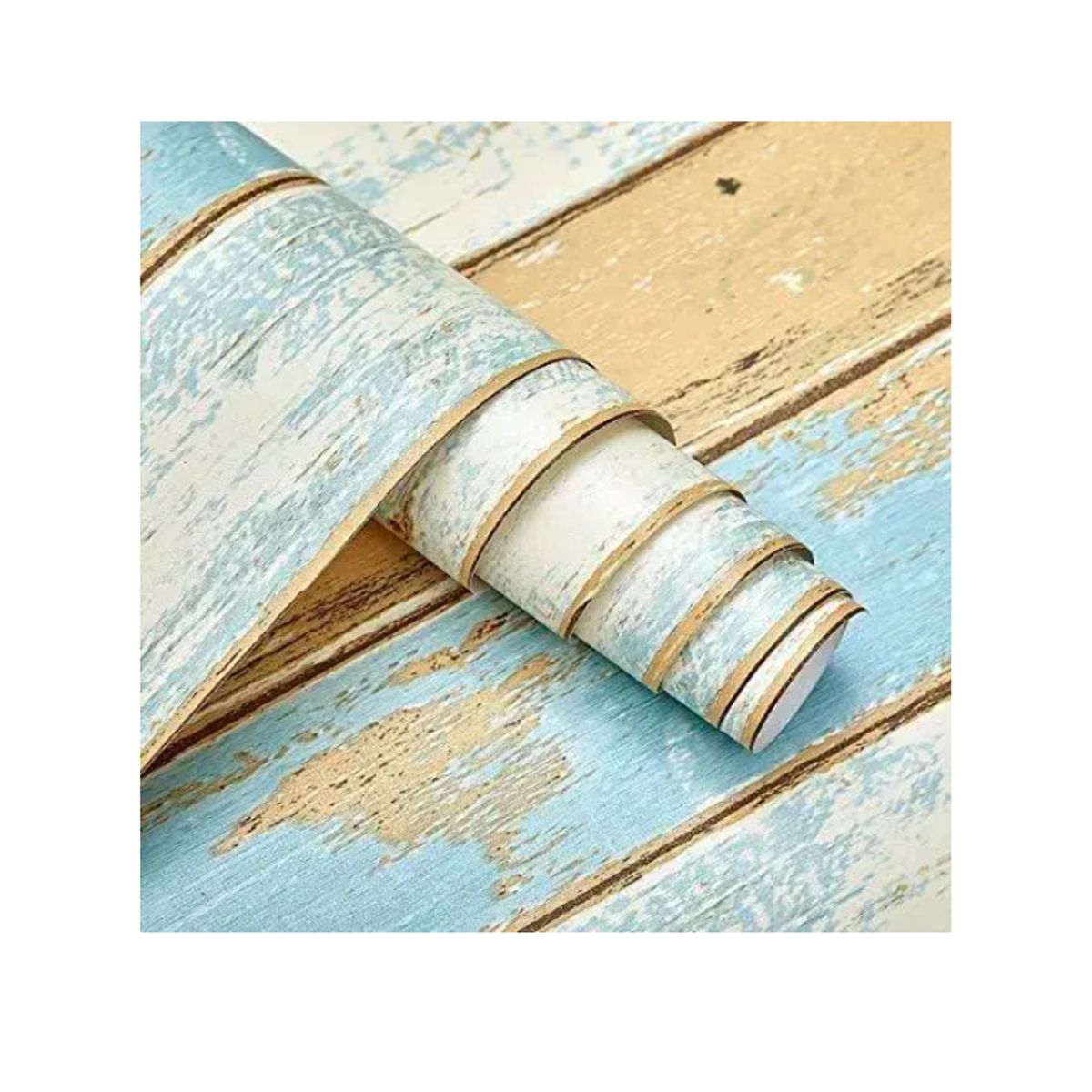 GENERICO - Papel Mural Texturizado Autoadhesivo Rollo 10mt X 60cm Madera Celeste.