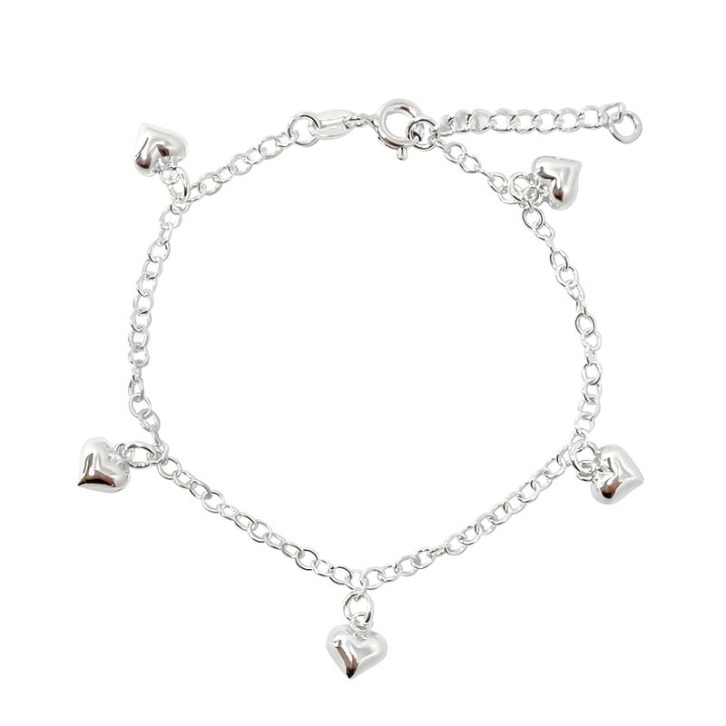ANDREA COGGIOLA JOYAS - Pulsera 5 Corazones Plata Fina 925
