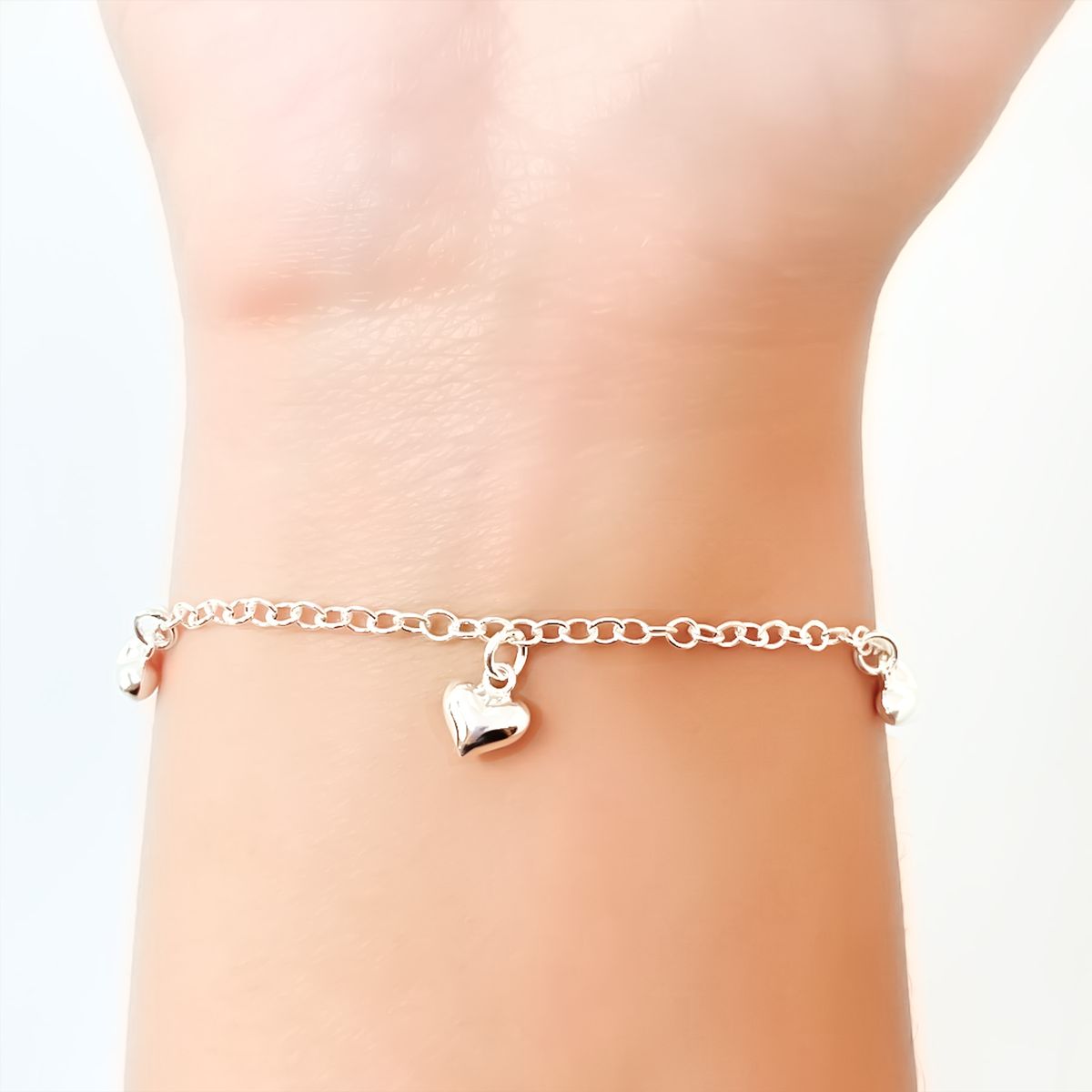 COGGIOLA - Pulsera 5 Corazones Plata Fina 925