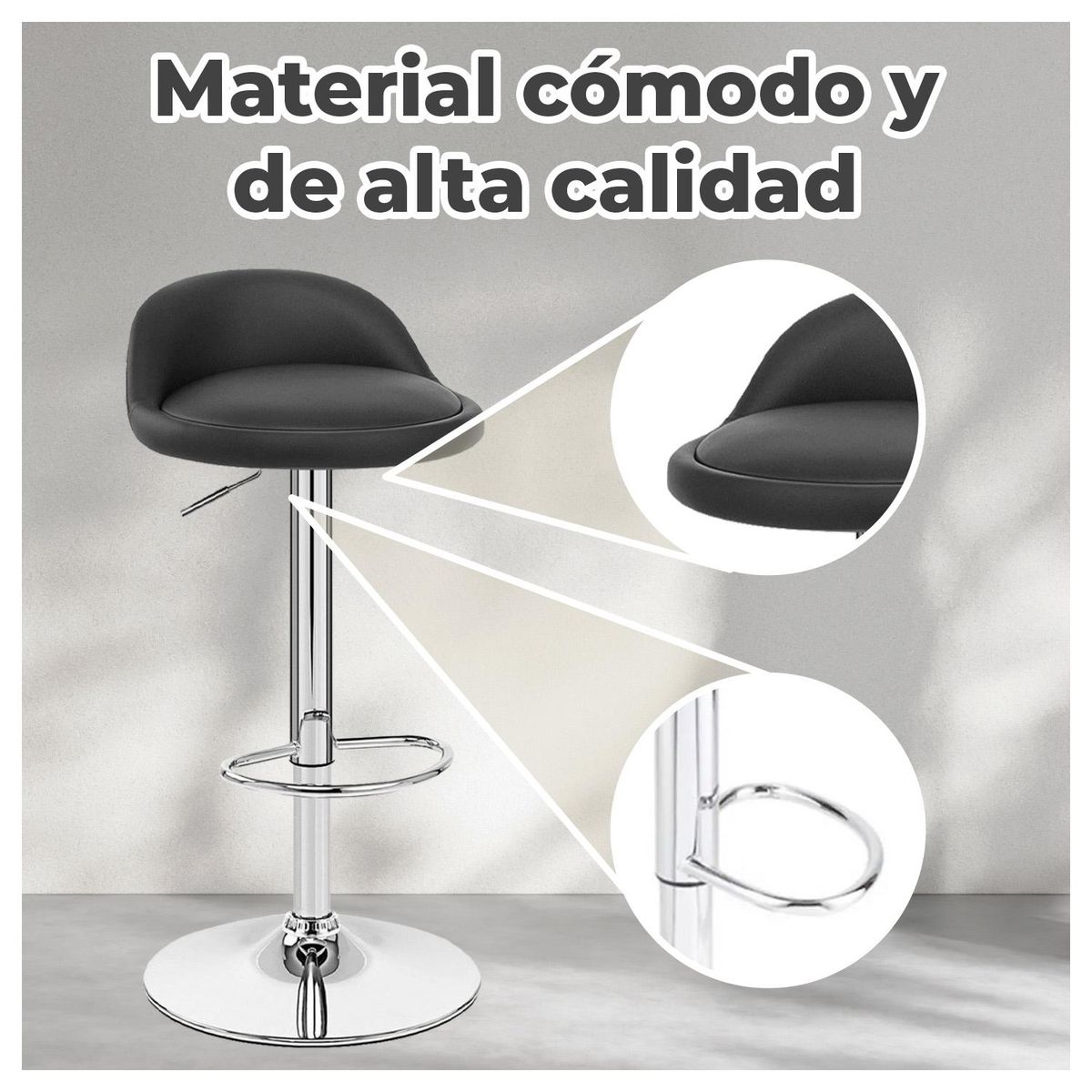 GLOBAL LATIN GROUP - Pack 2 Silla Piso Bar Taburete - Negro