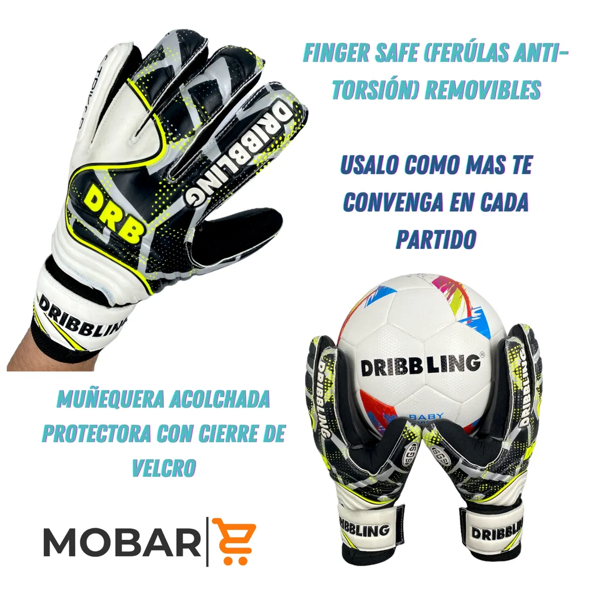 DRB - Guantes Arquero Portero Talla 8 DRB Striker Con Ferulas
