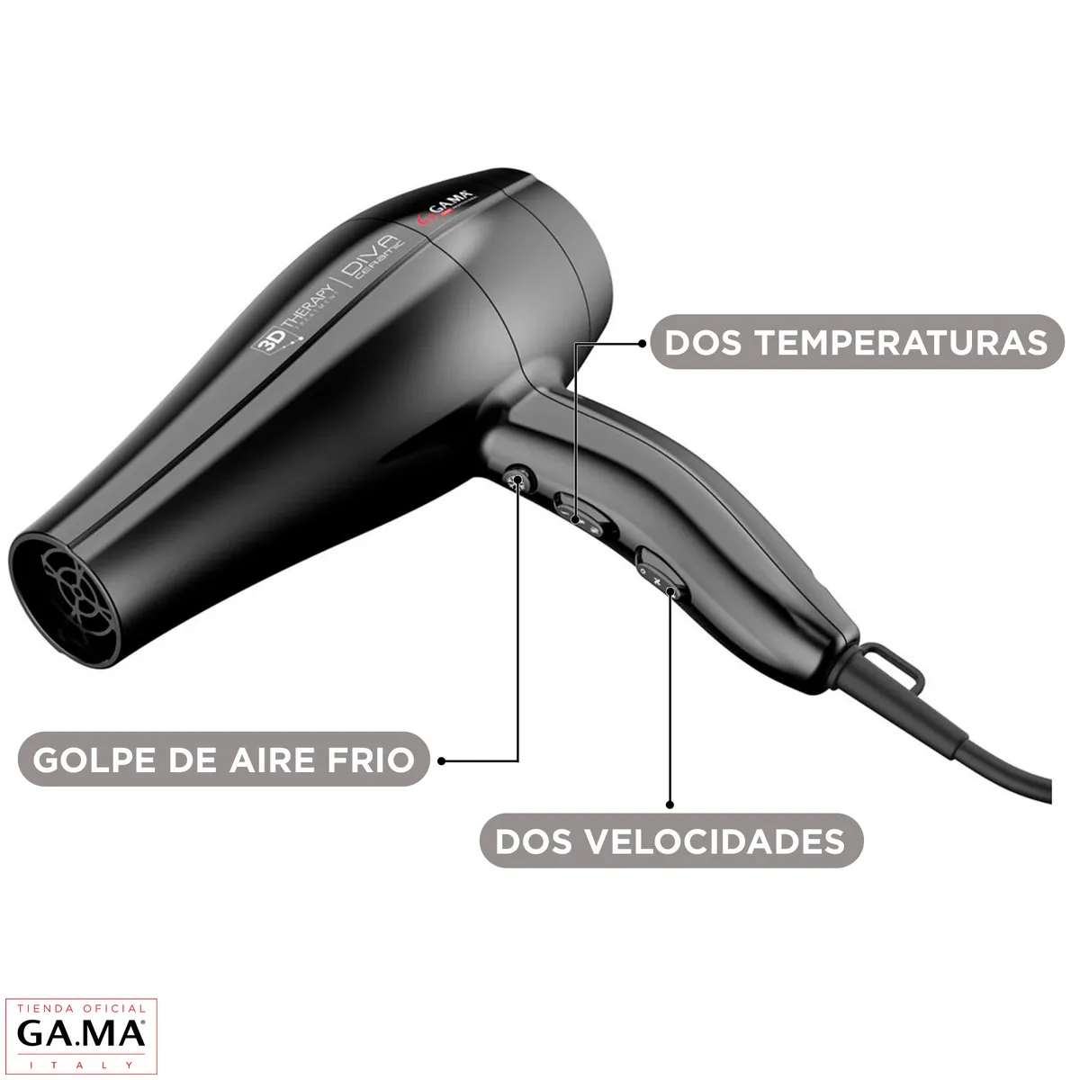 GAMA - Secador Profesional DIVA Gama 3D Therapy