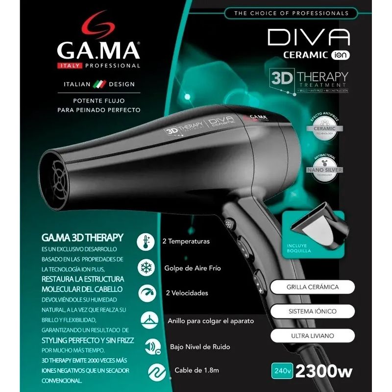 GAMA Secador Profesional DIVA Gama 3D Therapy
