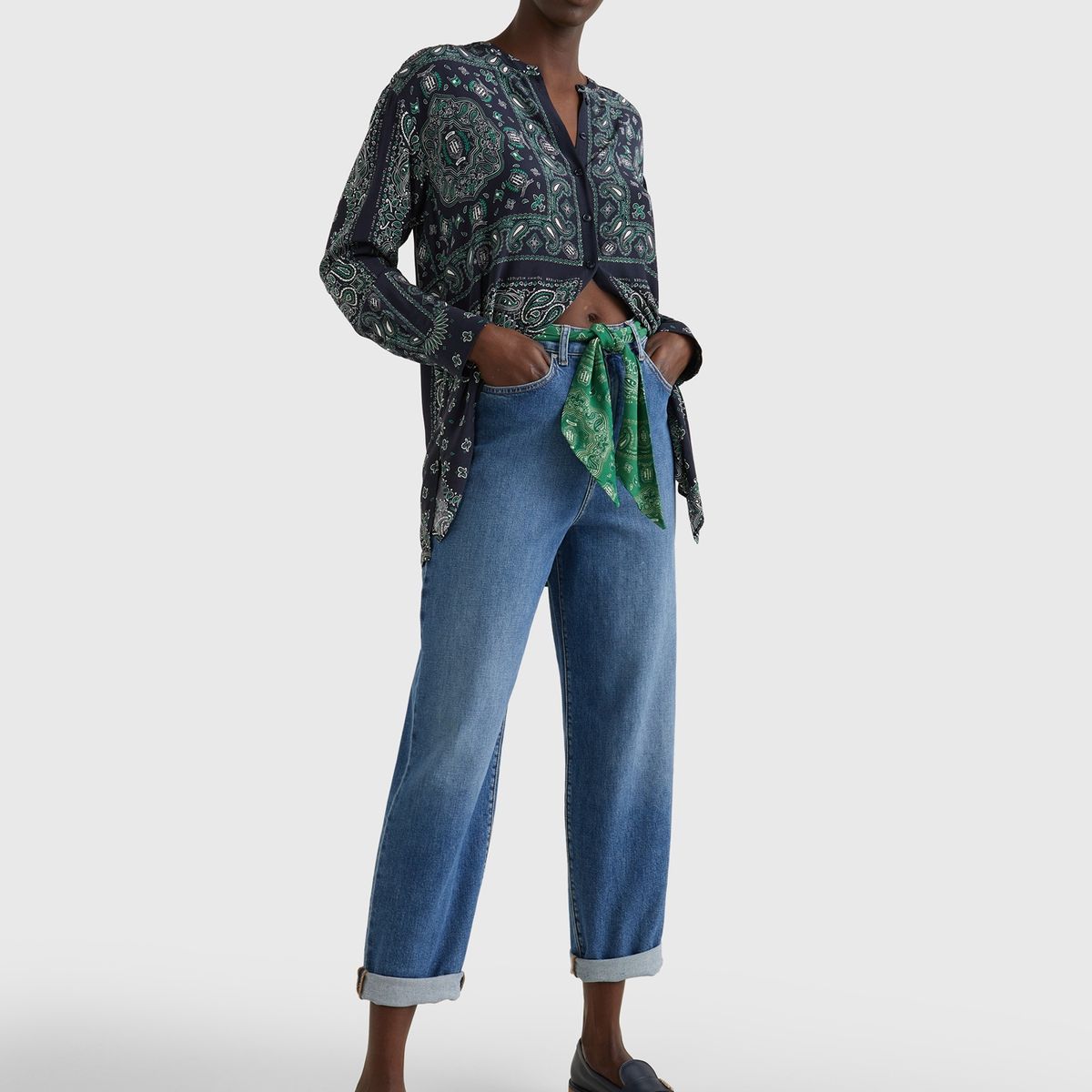 TOMMY HILFIGER - Blusa De Viscosa Y Corte Amplio Azul Tommy Hilfiger