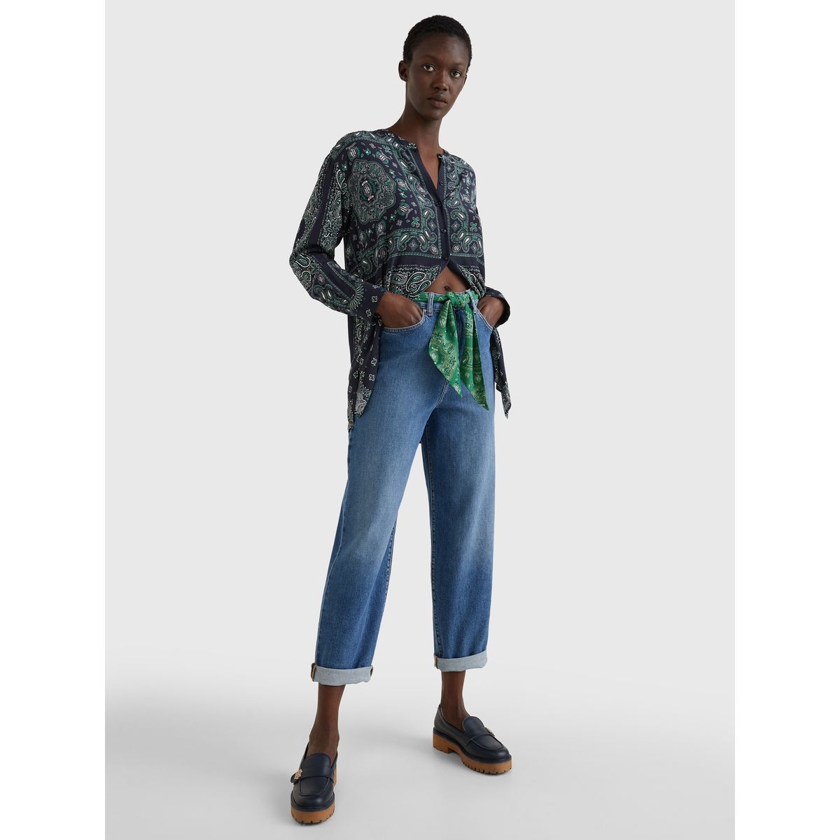 TOMMY HILFIGER - Blusa De Viscosa Y Corte Amplio Azul Tommy Hilfiger