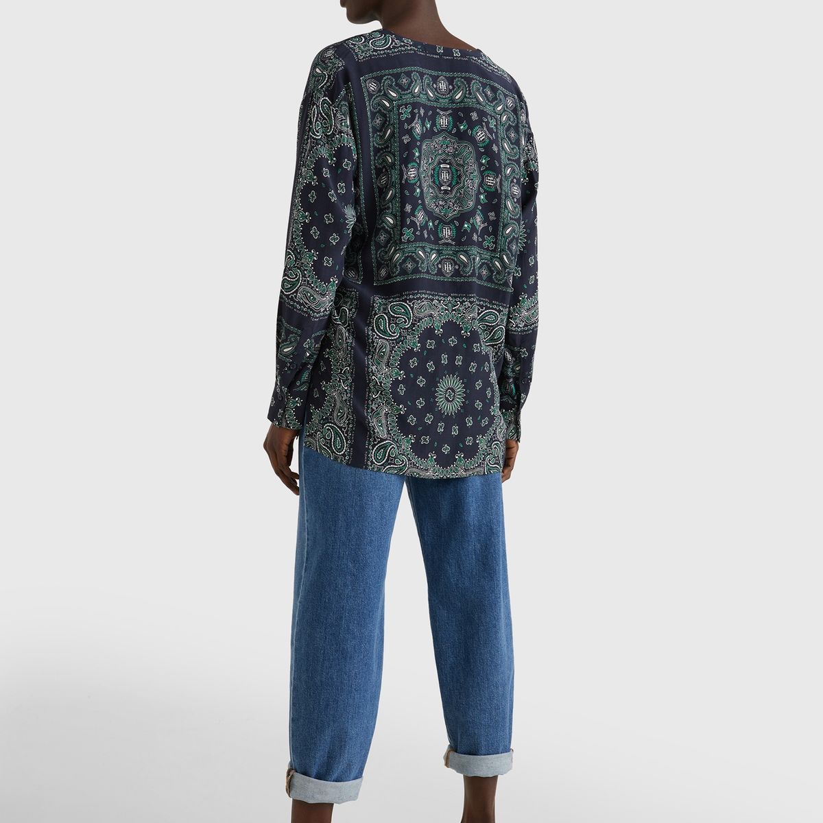 TOMMY HILFIGER - Blusa De Viscosa Y Corte Amplio Azul Tommy Hilfiger