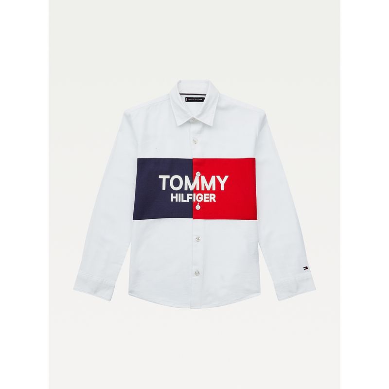 TOMMY HILFIGER - Camisa Color Block Archive Blanco Tommy Hilfiger