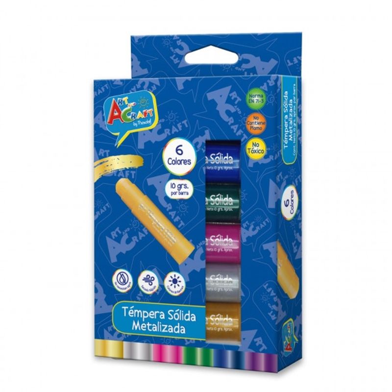 GENERICO - Set témpera sólida 6 colores metálicos