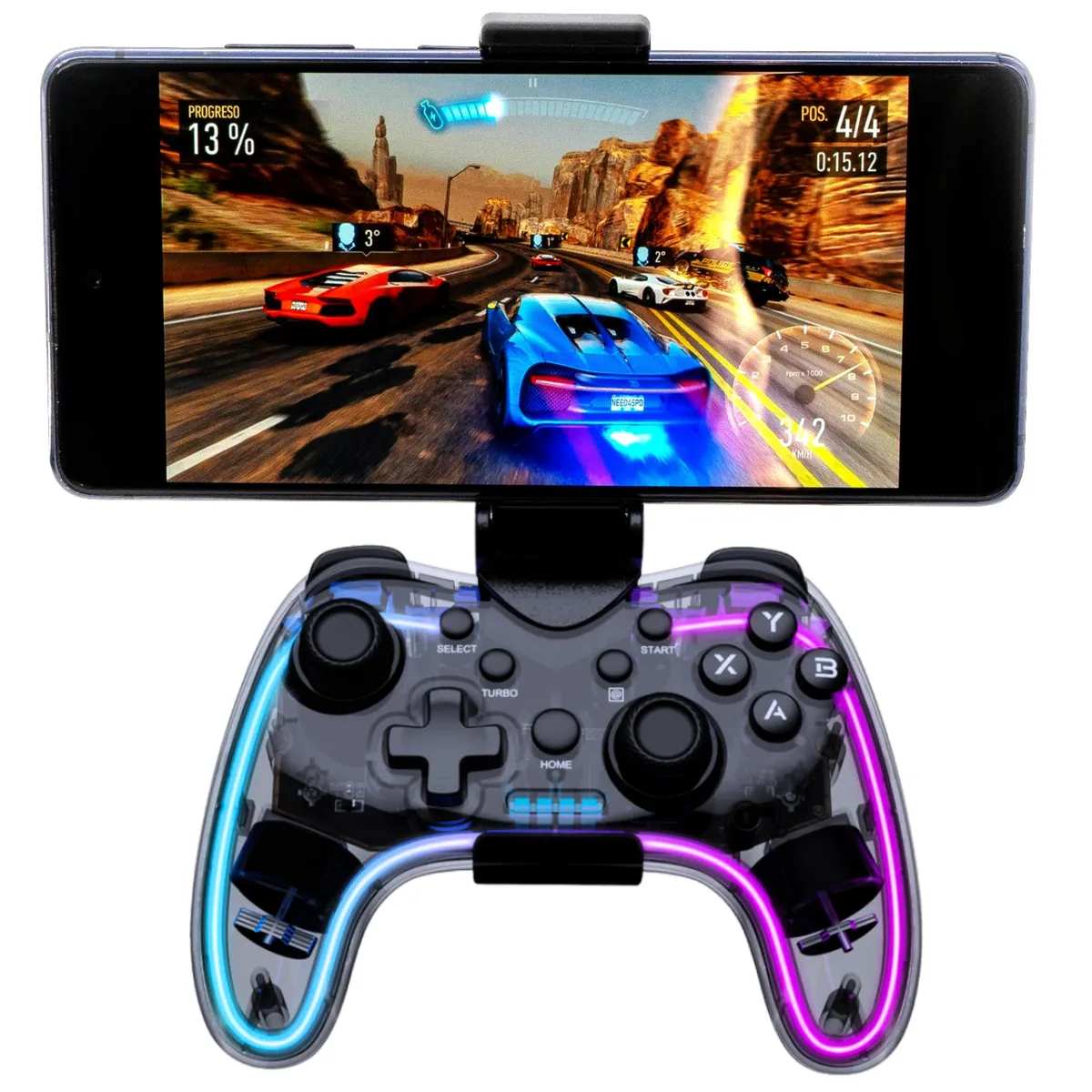 TECMASTER - Gamepad Inalámbrico Bluetooth Multiplataformas Deluxe RGB