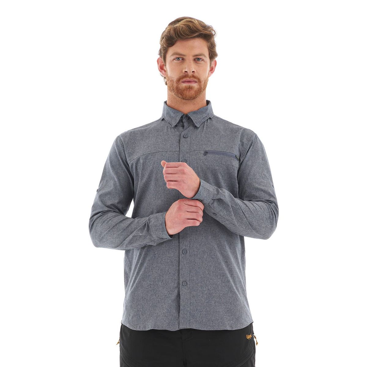 LIPPI - Camisa Hombre Rosselot Long Sleeve Q-Dry Shirt Gris Oscuro Lippi