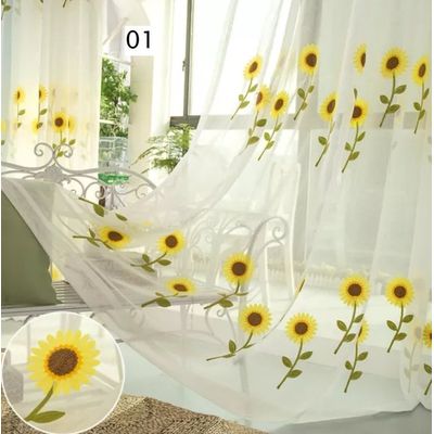 Imagen 2 del producto Visillos bordados de Girasol incluye dos paños