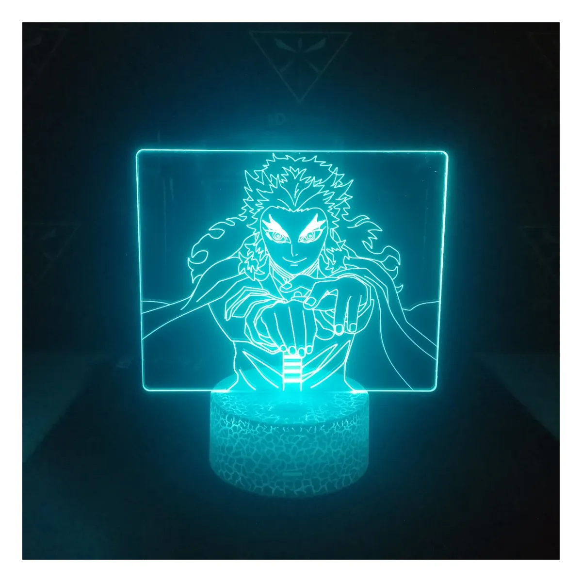 3DILUTION - Lámpara Ilusión 3d Kyojuro Rengoku Demon Slayer Base Agrietada