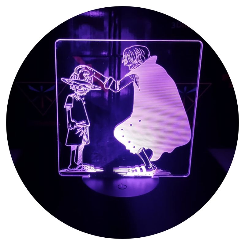 3DILUTION - Lámpara Ilusión 3D Luffy One Piece Base Negra