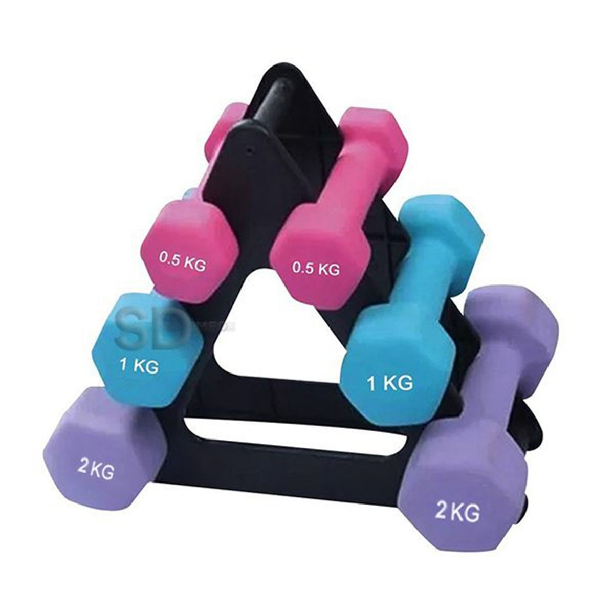 SDFIT - Mini Rack de mancuernas de vinilo + 6 kg en man de vinilo