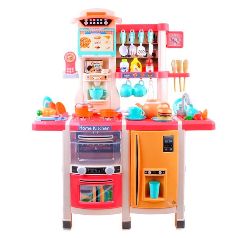 GENERICO - Cocina Juguete 65 Pcs 100cm Alto Vapor, Agua, Rosa