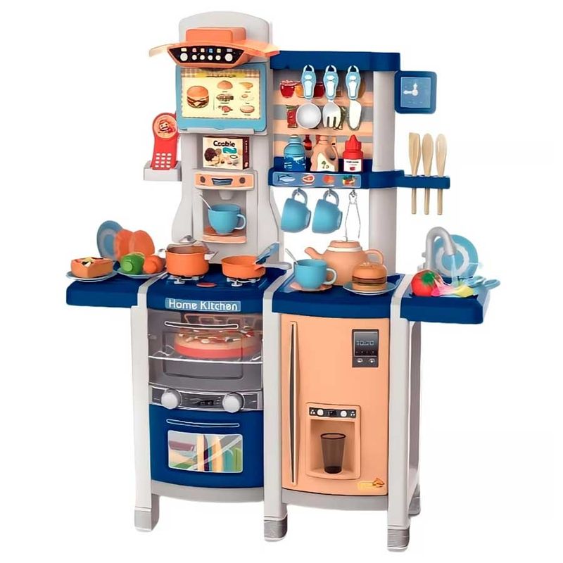 GENERICO - Cocina Juguete 65 Pcs 100cm Alto Vapor, Agua, Azul