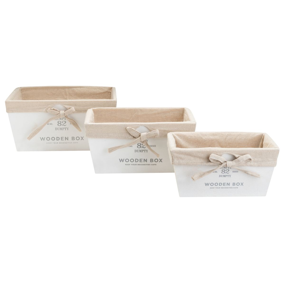 VGO - Set De 3 Canastos Rectangulares Madera  Blancos Vgo