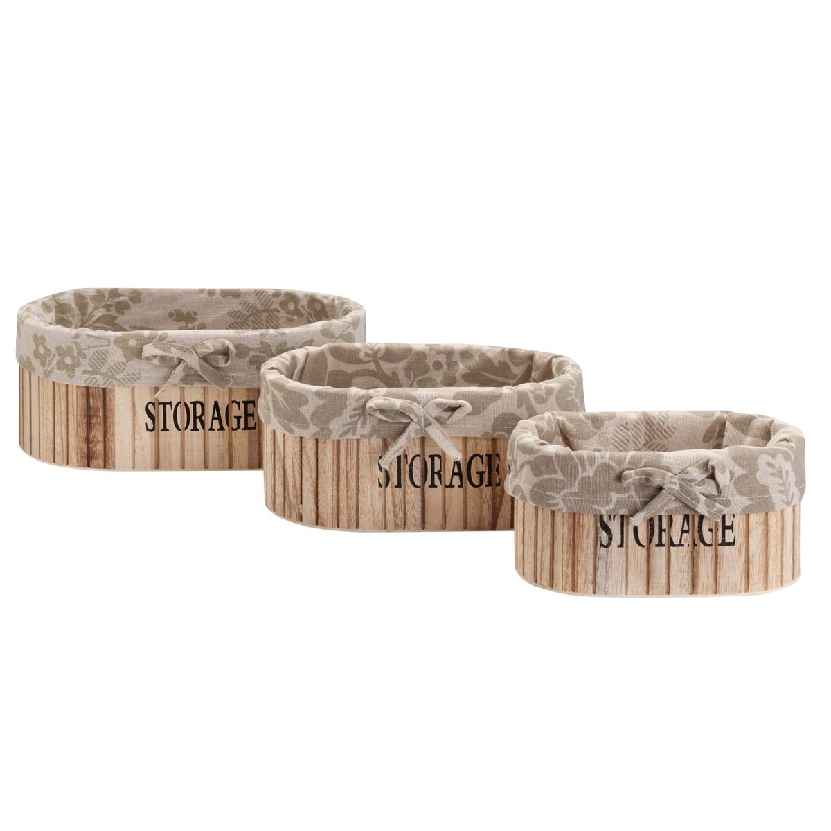 VGO - Set De 3 Canastos Ovalados Madera Can282419 Nat Vgo