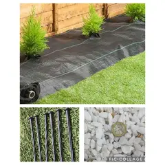 GENERICO - MALLAS ANTIMALEZA JARDIN 1X10MTS + 6 CLAVOS + 1k CUARZO