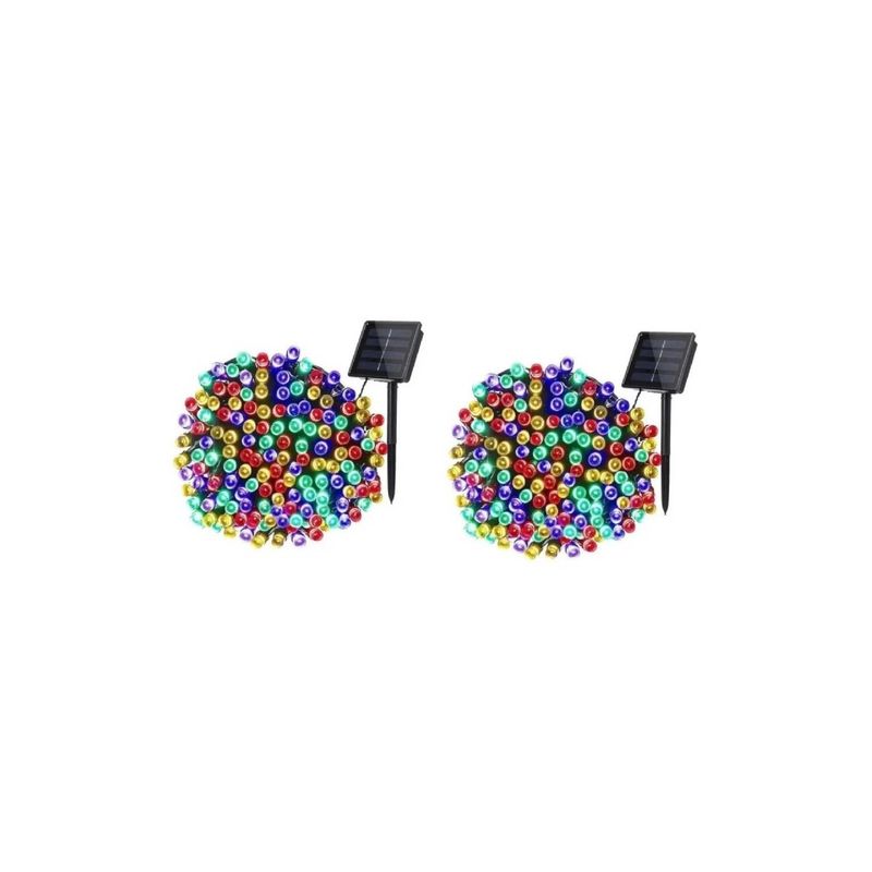GENERICO - Pack X2 Luces Solares Navidad Guirnalda 10 Metros 100 Led Multicolor