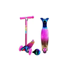 GENERICO - Scooter Monopatin Tornasol Rosado Regulable Ruedas Led Niñas