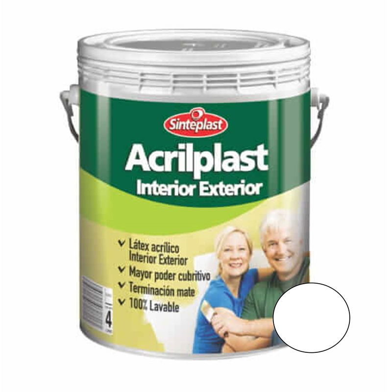 SINTEPLAST - Esmalte al Agua interior exterior Blanco 4 LT