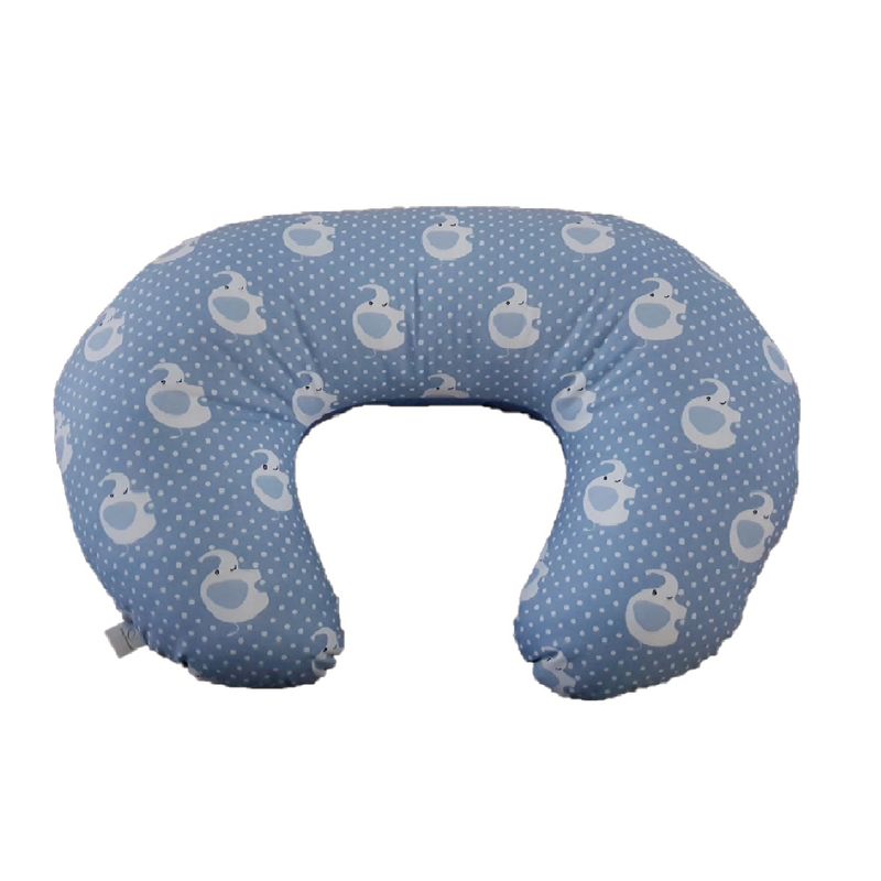 GENERICO - Cojín Lactancia - Azul Elefante Blanco - Azul Jeans Liso