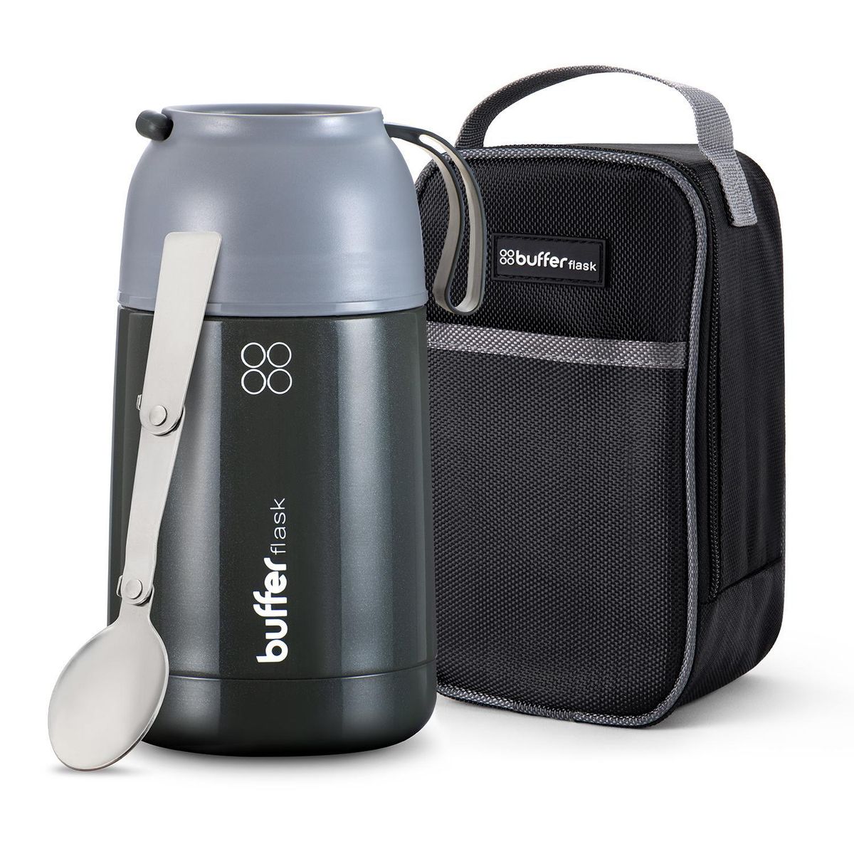 BUFFER FLASK - Termo Comida Y Liquido Multiproposito 630ml +cuchara - Gris