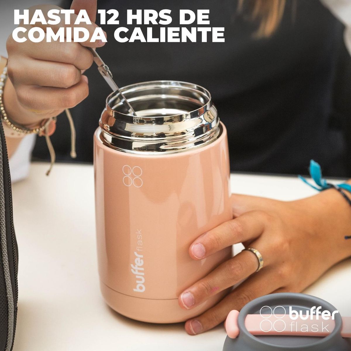 BUFFER FLASK - Termo Comida Y Liquido Multiproposito 630ml +cuchara - Rosa