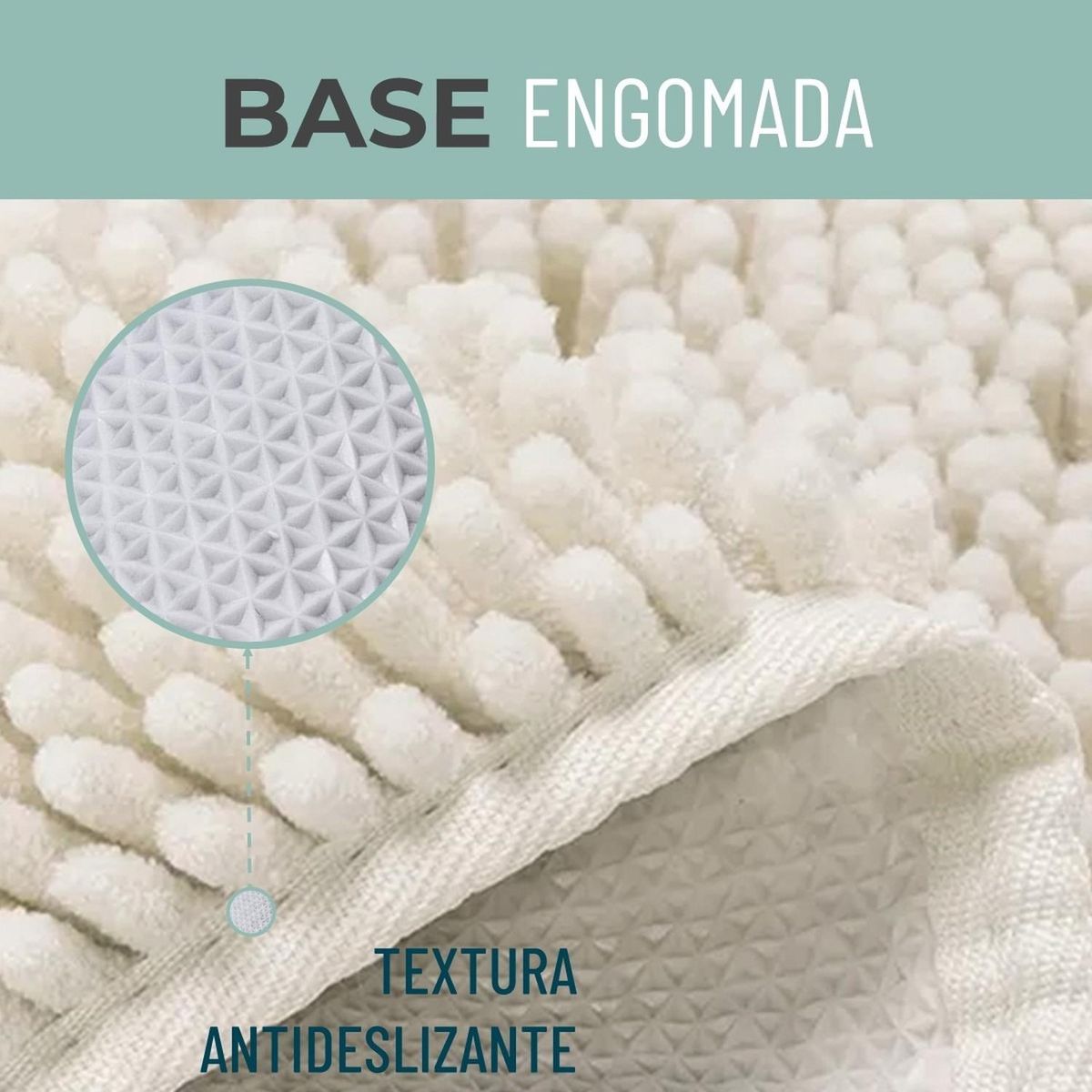 CASATUA - Alfombra Piso De Baño Engomada Antideslizante Secado Rapido - Crema