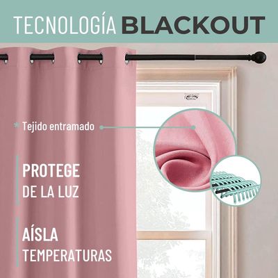 Imagen 2 del producto Cortina Semi Blackout Un Paño 140x220cm Aislante - Rosa