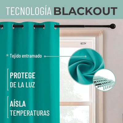 Imagen 2 del producto Cortina Semi Blackout Un Paño 140x220cm Aislante - Turquesa