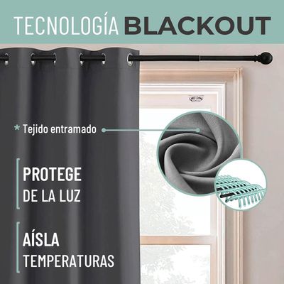 Imagen 2 del producto Cortina Semi Blackout Un Paño 140x220cm Aislante - Gris oscuro