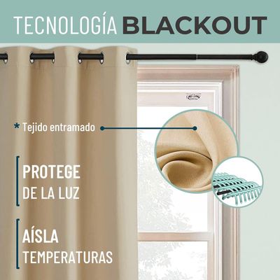 Imagen 2 del producto Cortina Semi Blackout Un Paño 140x220cm Aislante - Beige