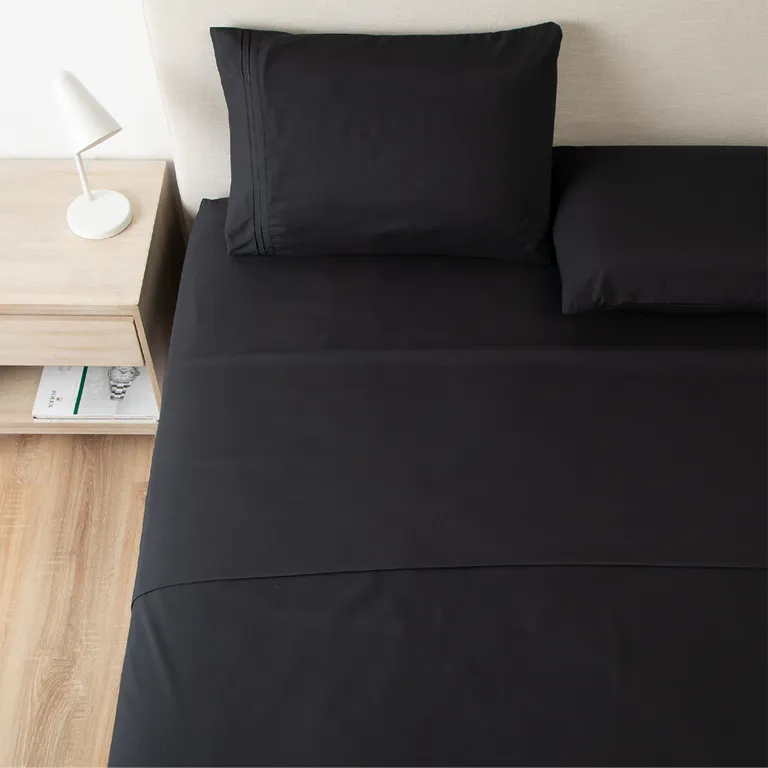 Sabana Hotel Ultra Suave Funda Bordada - Negro - 2 plazas Negro 2 PLAZAS