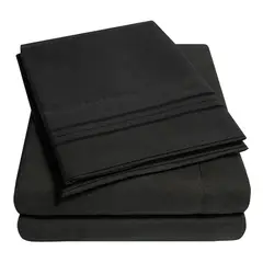 CASATUA - Sabana 1800 Hotel Ultra Suave Funda Bordada - Negro - 2 plazas