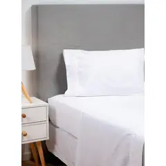 CASATUA - Sabana 1800 Hotel Ultra Suave Funda Bordada - Blanco - 1,5 plazas