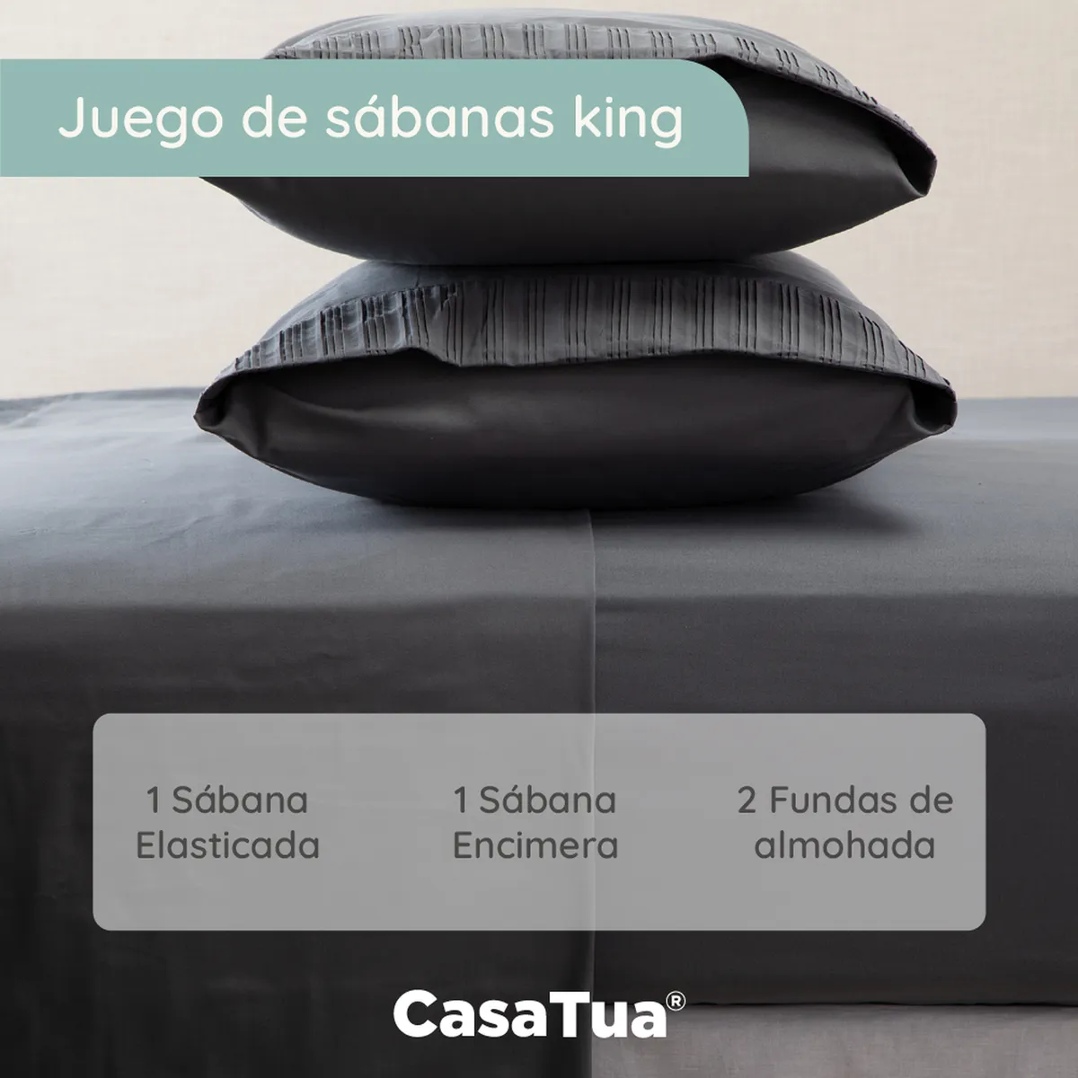 CASATUA - Sabanas Hotel Casatua Ultra Suave - Gris oscuro - king