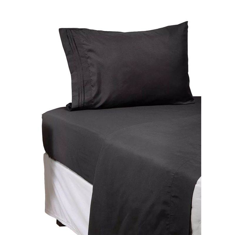 CASATUA - Sabana 1800 Hotel Ultra Suave Funda Bordada - Negro - 1,5 plazas